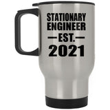 Stationary Engineer Established EST. 2021 - Silver Travel Mug