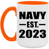 Navy Established EST. 2023 - 15oz Accent Mug Orange