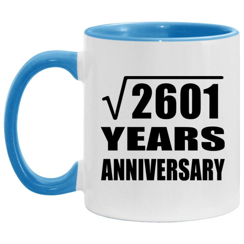 51st Anniversary Square Root of 2601 Years Anniversary - 11oz Accent Mug Blue