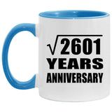 51st Anniversary Square Root of 2601 Years Anniversary - 11oz Accent Mug Blue