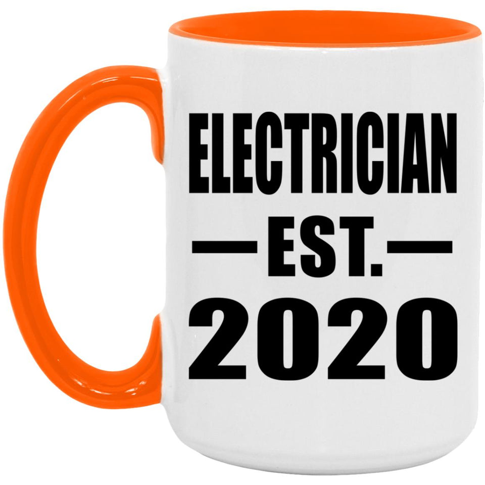 Electrician Established EST. 2020 - 15oz Accent Mug Orange