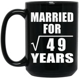7th Anniversary Married For Square Root of 49 Years - 15oz Coffee Mug Black
