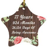 77th Birthday 77 Years 924 Months 28,124 Days Of Awesome - Star Ornament A