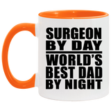 Surgeon By Day World's Best Dad By Night - 11oz Accent Mug Orange