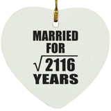 46th Anniversary Married For Square Root of 2116 Years - Heart Ornament