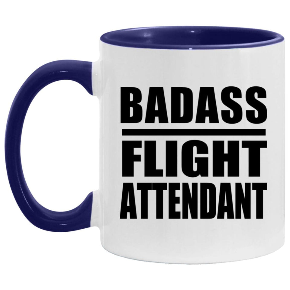 Badass Flight Attendant - 11oz Accent Mug Purple