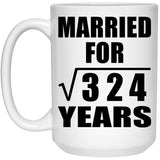 18th Anniversary Married For Square Root of 324 Years - 15oz Coffee Mug