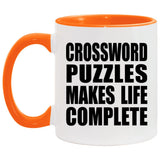Crossword Puzzles Makes Life Complete - 11oz Accent Mug Orange