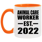 Animal Care Worker Established EST. 2022 - 11oz Accent Mug Orange