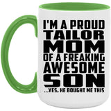 Proud Tailor Mom Of Awesome Son - 15oz Accent Mug Green