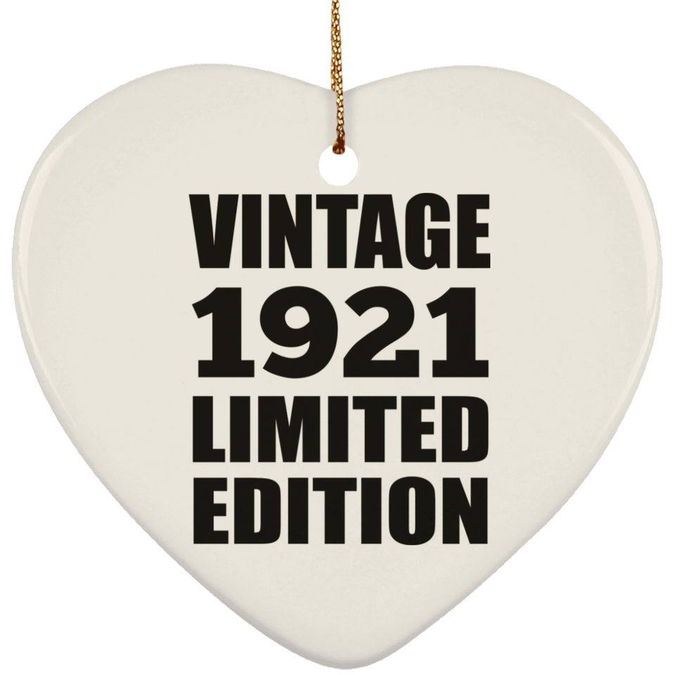103rd Birthday Vintage 1921 Limited Edition - Heart Ornament