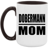 Dobermann Mom - 15oz Accent Mug Black