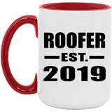 Roofer Established EST. 2019 - 15oz Accent Mug Red