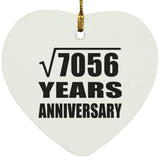 84th Anniversary Square Root of 7056 Years Anniversary - Heart Ornament