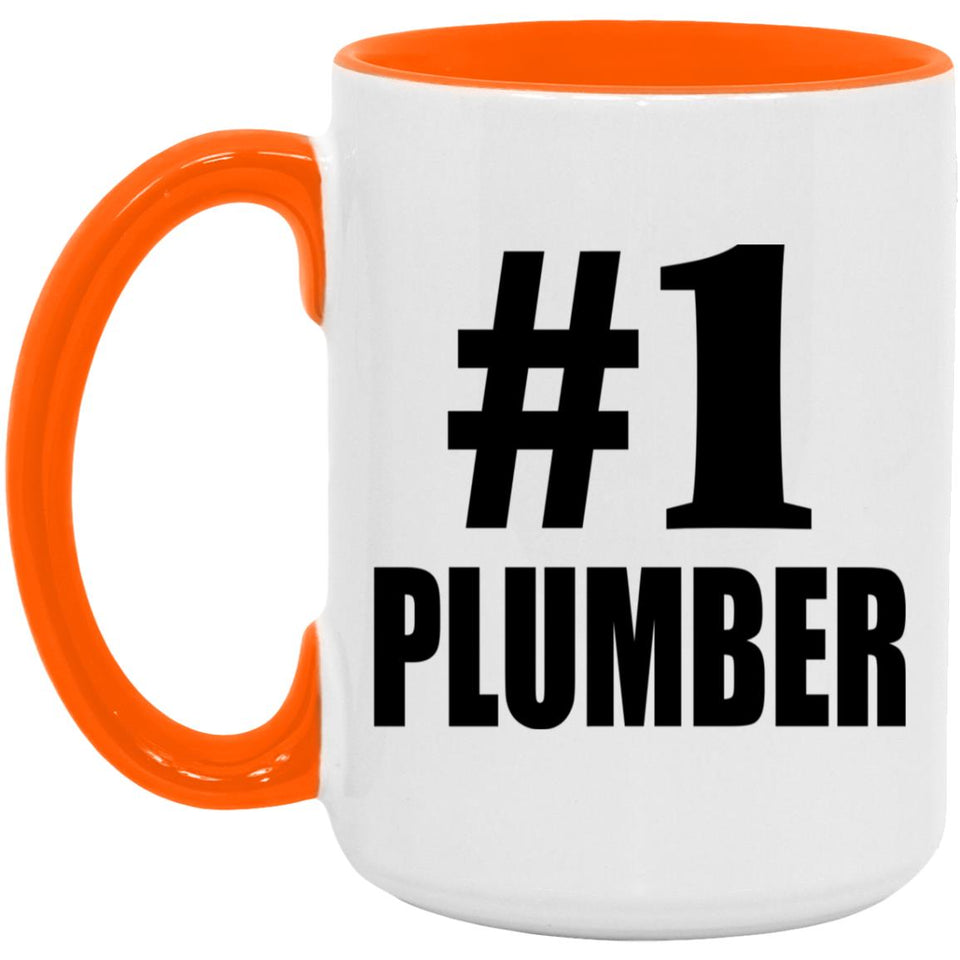 Number One #1 Plumber - 15oz Accent Mug Orange