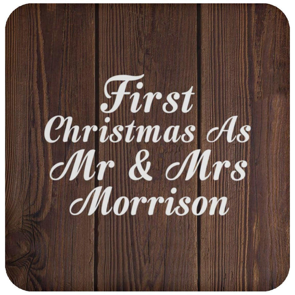 First Christmas As Mr & Mrs Morrison - Drink Coaster D