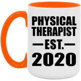 Physical Therapist Established EST. 2020 - 15oz Accent Mug Orange
