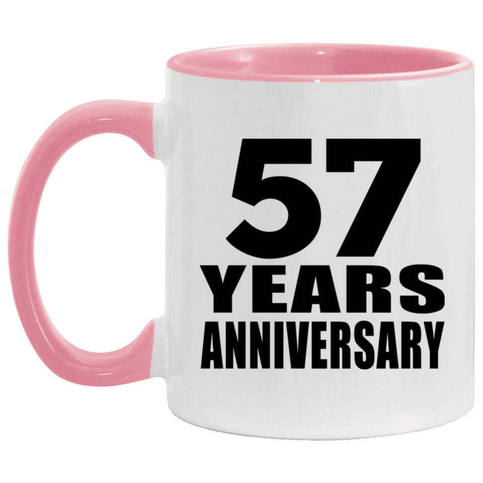 57th Anniversary 57 Years - 11oz Accent Mug Pink