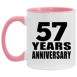 57th Anniversary 57 Years - 11oz Accent Mug Pink