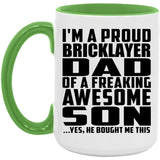 Proud Bricklayer Dad Of Awesome Son - 15oz Accent Mug Green