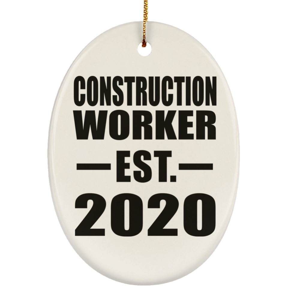 Construction Worker Established EST. 2020 - Oval Ornament