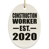 Construction Worker Established EST. 2020 - Oval Ornament