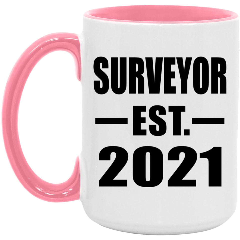 Surveyor Established EST. 2021 - 15oz Accent Mug Pink