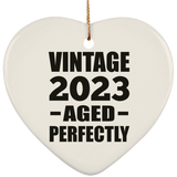 1st Birthday Vintage 2023 Aged Perfectly - Heart Ornament