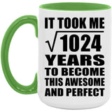 32nd Birthday Took Square Root of 1024 Years To Awesome - 15oz Accent Mug Green