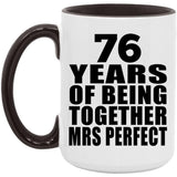 76th Anniversary 76 Years Of Being Mrs Perfect - 15oz Accent Mug Black