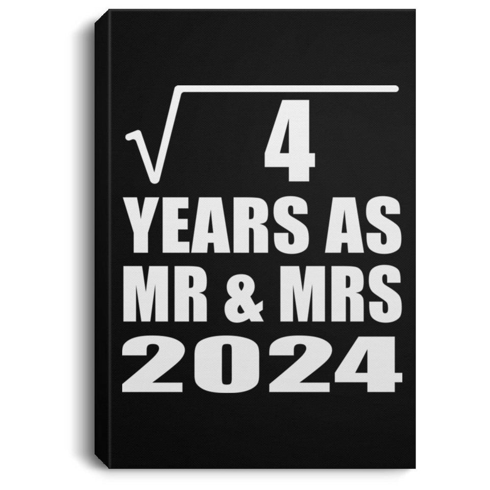 2nd Anniversary Square Root of 4 Years As Mr & Mrs 2024 - Canvas Portrait