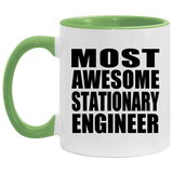 Most Awesome Stationary Engineer - 11oz Accent Mug Green