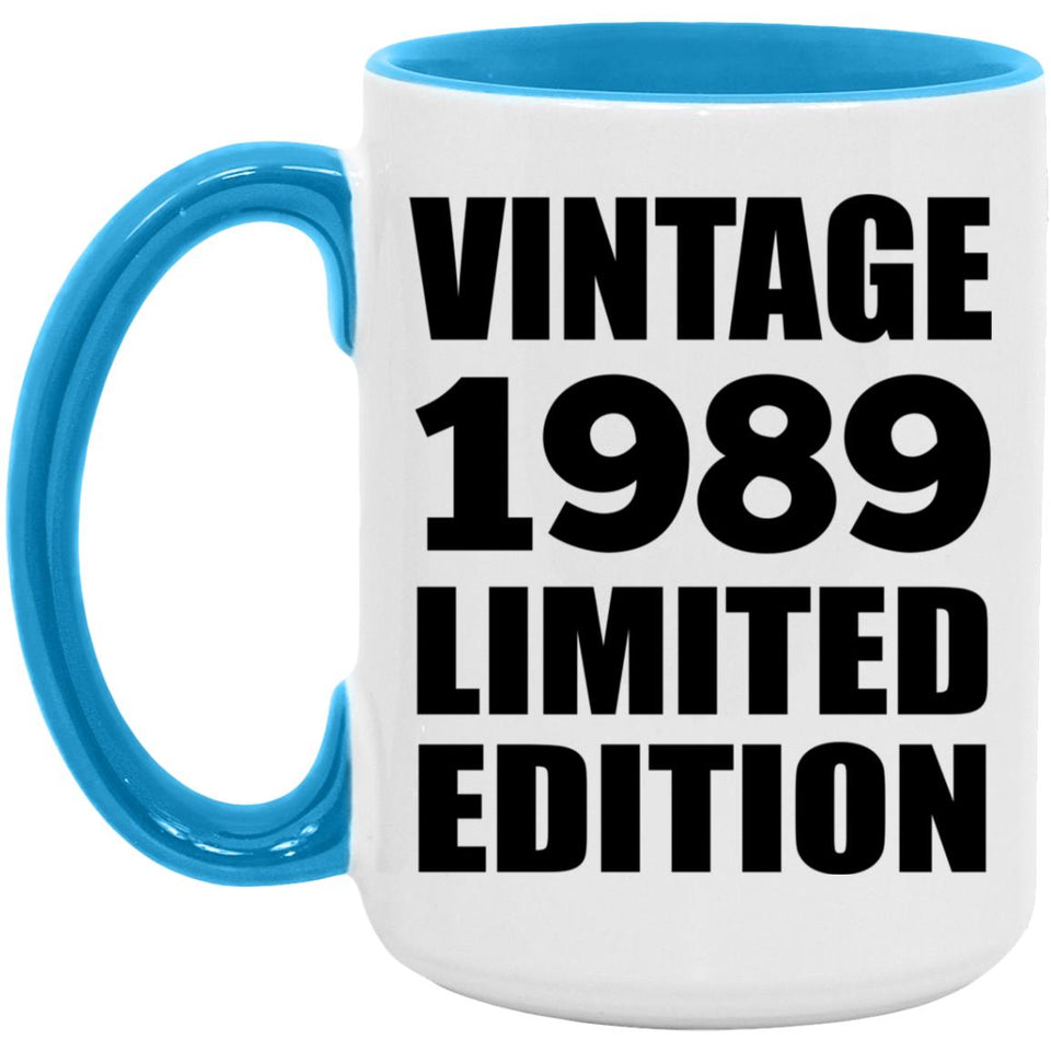 35th Birthday Vintage 1989 Limited Edition - 15oz Accent Mug Blue