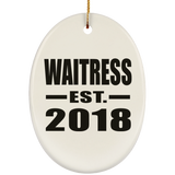 Waitress Established EST. 2018 - Oval Ornament
