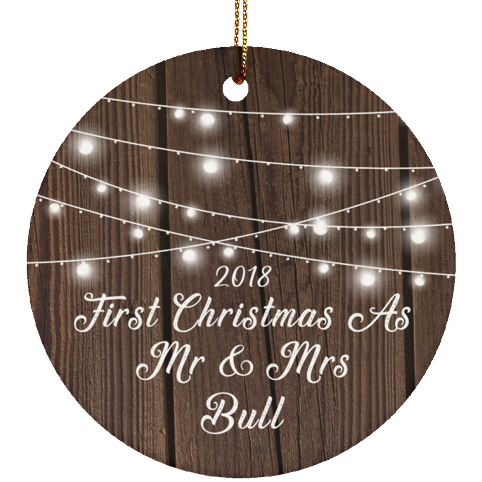 First Christmas As Mr & Mrs Bull 2018 SUBORNC Circle Ornament