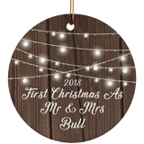 First Christmas As Mr & Mrs Bull 2018 SUBORNC Circle Ornament