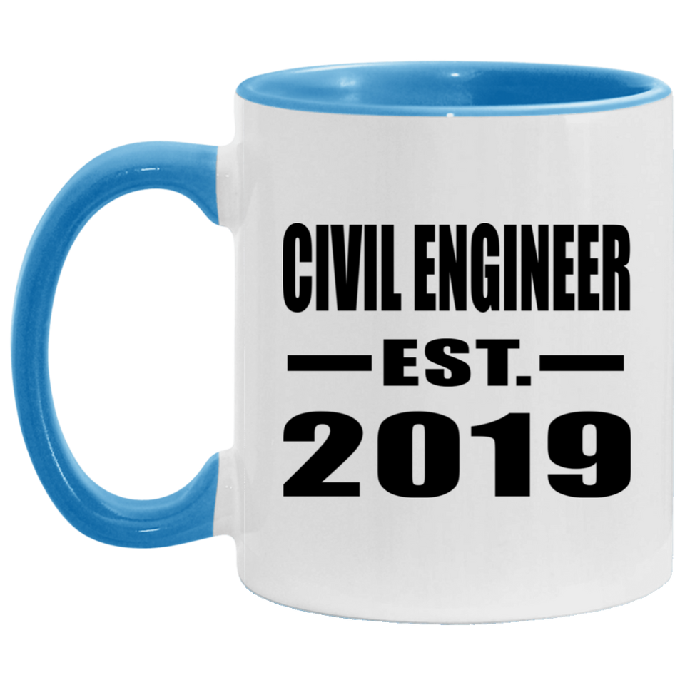 Civil Engineer Established EST. 2019 - 11oz Accent Mug Blue
