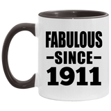 113th Birthday Fabulous Since 1911 - 11oz Accent Mug Black