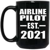 Airline Pilot Established EST. 2021 - 15oz Coffee Mug Black