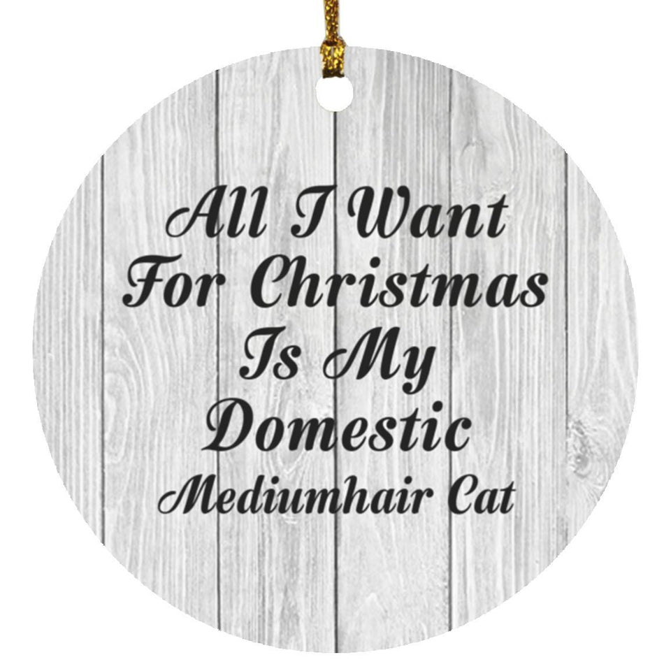 All I Want For Christmas Is My Domestic Mediumhair Cat - Circle Ornament F