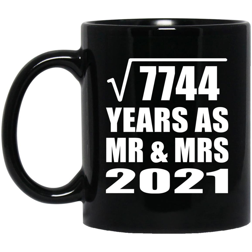 88th Anniversary Square Root of 7744 Years As Mr & Mrs 2021 - 11oz Coffee Mug Black