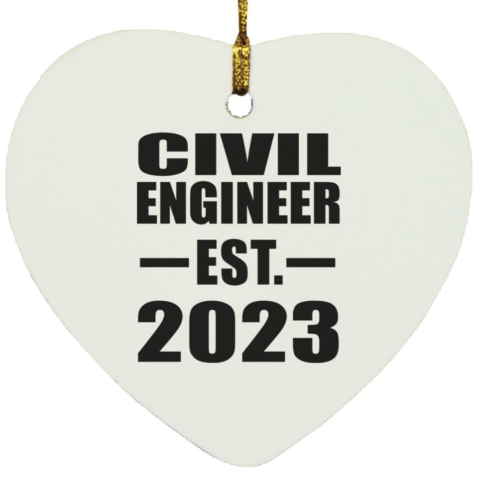 Civil Engineer Established EST. 2023 - Heart Ornament