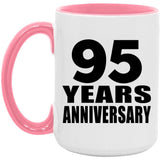 95th Anniversary 95 Years Anniversary - 15oz Accent Mug Pink