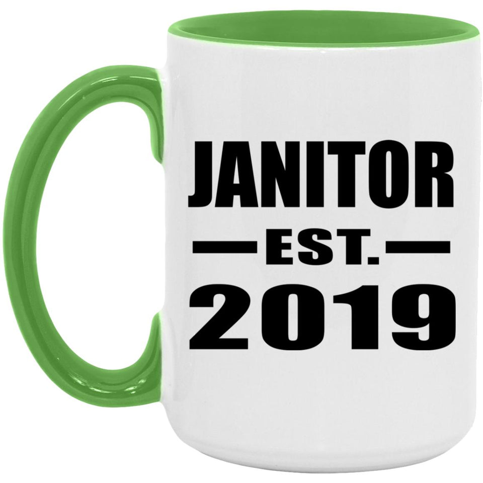 Janitor Established EST. 2019 - 15oz Accent Mug Green