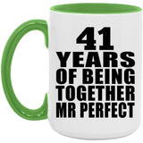 41st Anniversary 41 Years Of Being Mr Perfect - 15oz Accent Mug Green