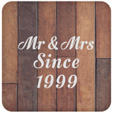25th Anniversary Mr & Mrs Since 1999 - Drink Coaster E