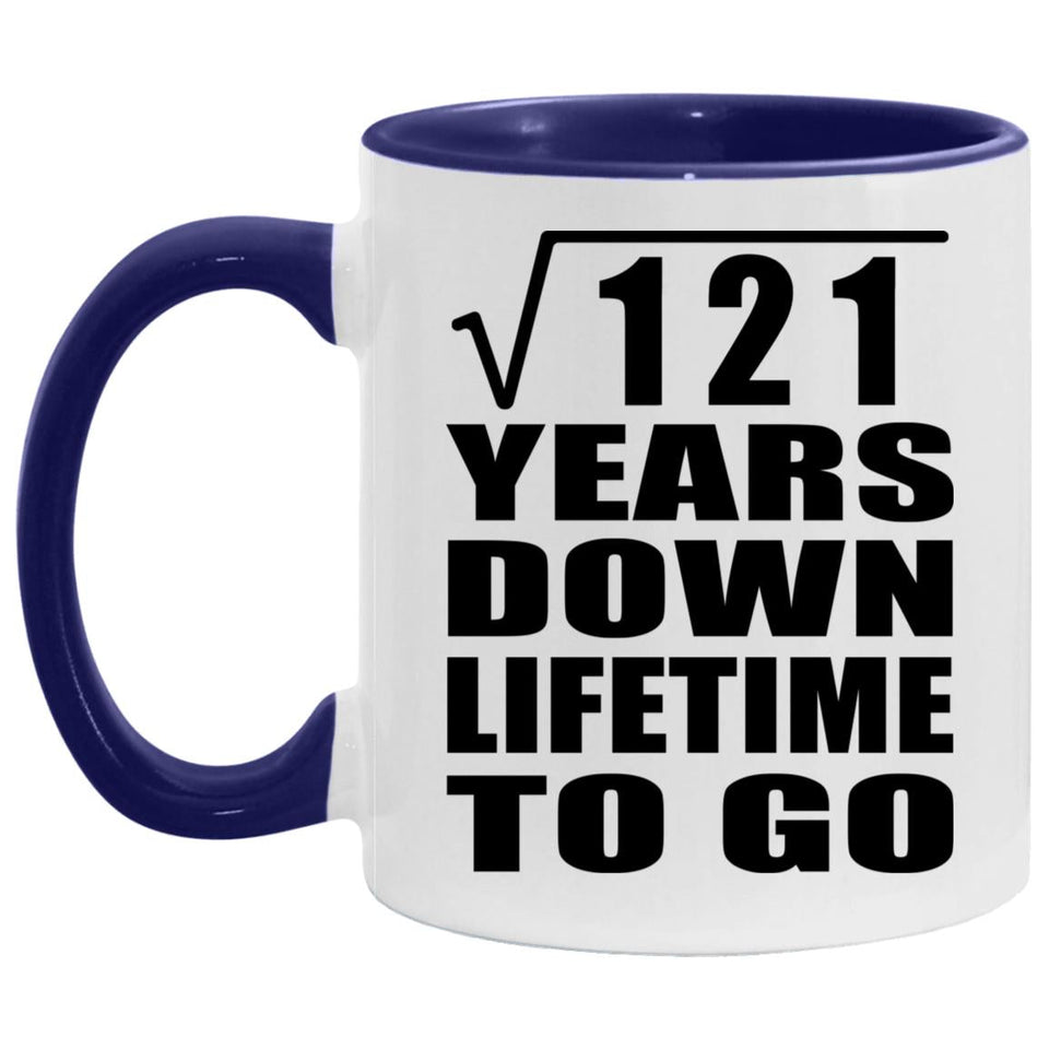 11th Anniversary Square Root of 121 Years Lifetime To Go - 11oz Accent Mug Purple