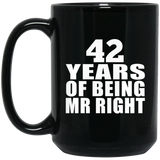 42nd Anniversary 42 Years Of Being Mr Right - 15 Oz Coffee Mug Black
