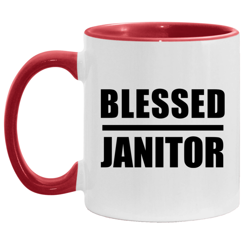 Blessed Janitor - 11oz Accent Mug Red