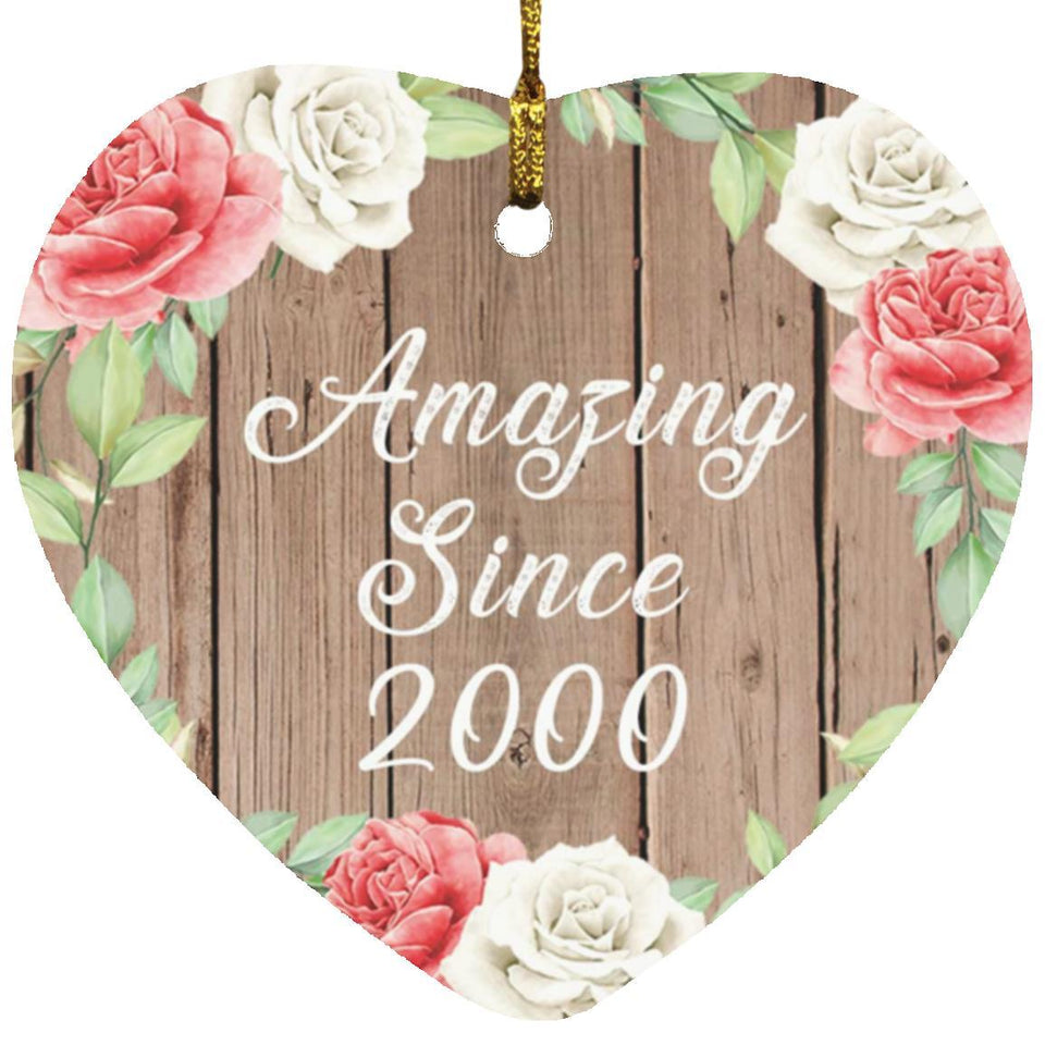 24th Birthday Amazing Since 2000 - Heart Ornament B